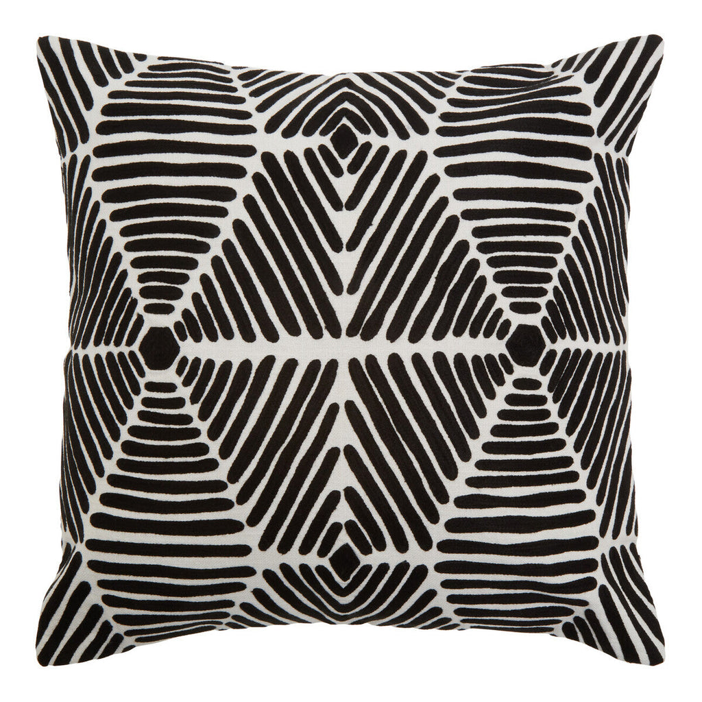 Black and White Square Embroidered Cushion | Bosie Ozella