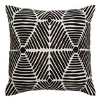 Black and White Square Embroidered Cushion | Bosie Ozella