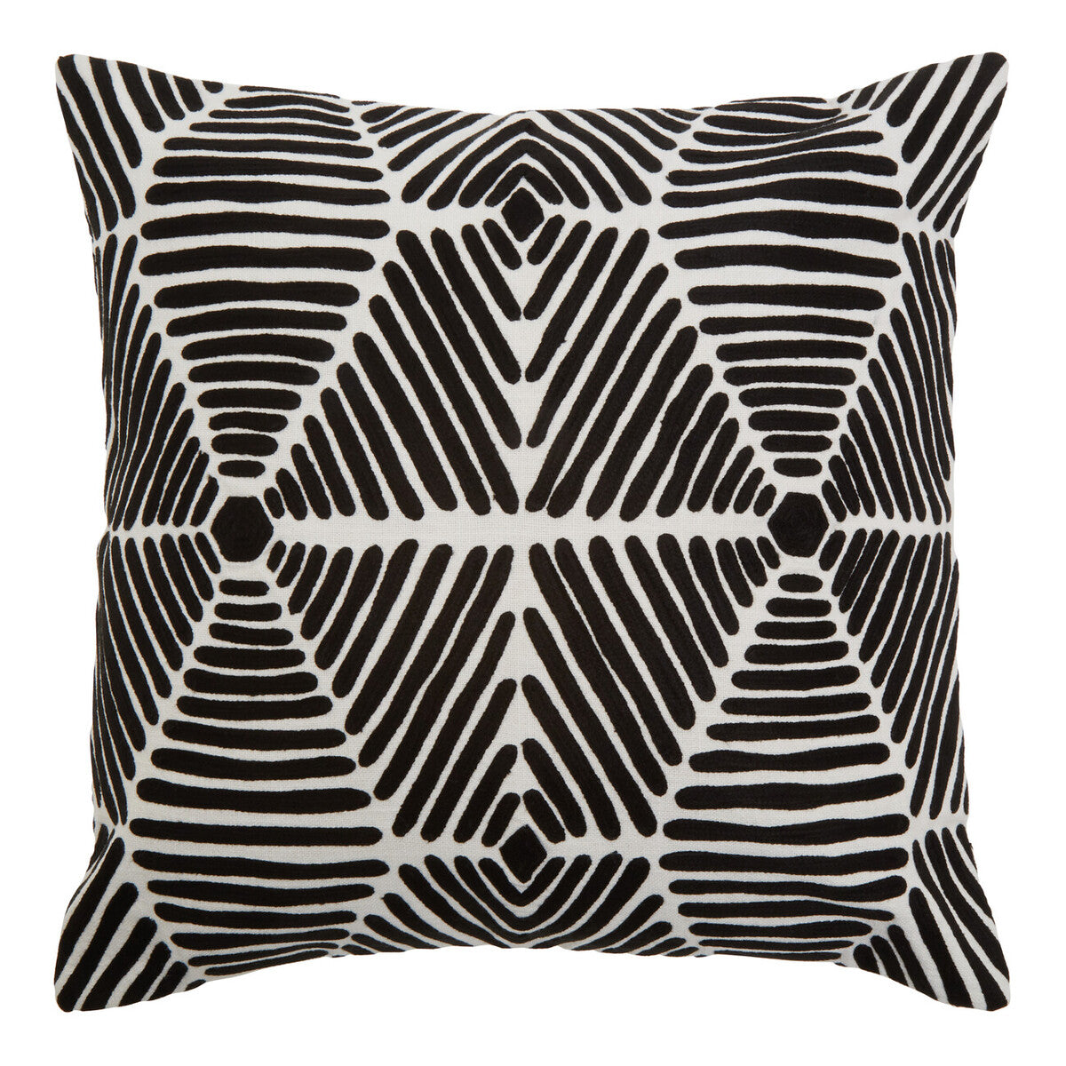 Black and White Square Embroidered Cushion | Bosie Ozella