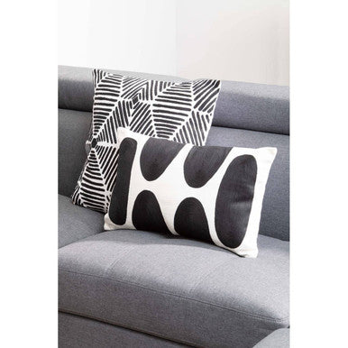 Black and White Square Embroidered Cushion | Bosie Ozella