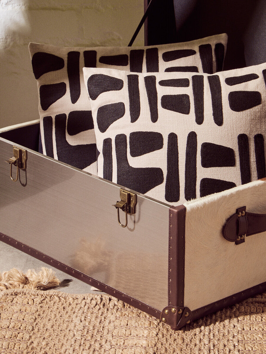 Natural and Black Square Cushion | Bosie Ozella