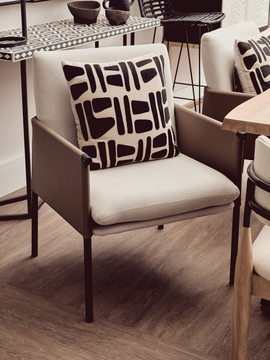 Natural and Black Square Cushion | Bosie Ozella