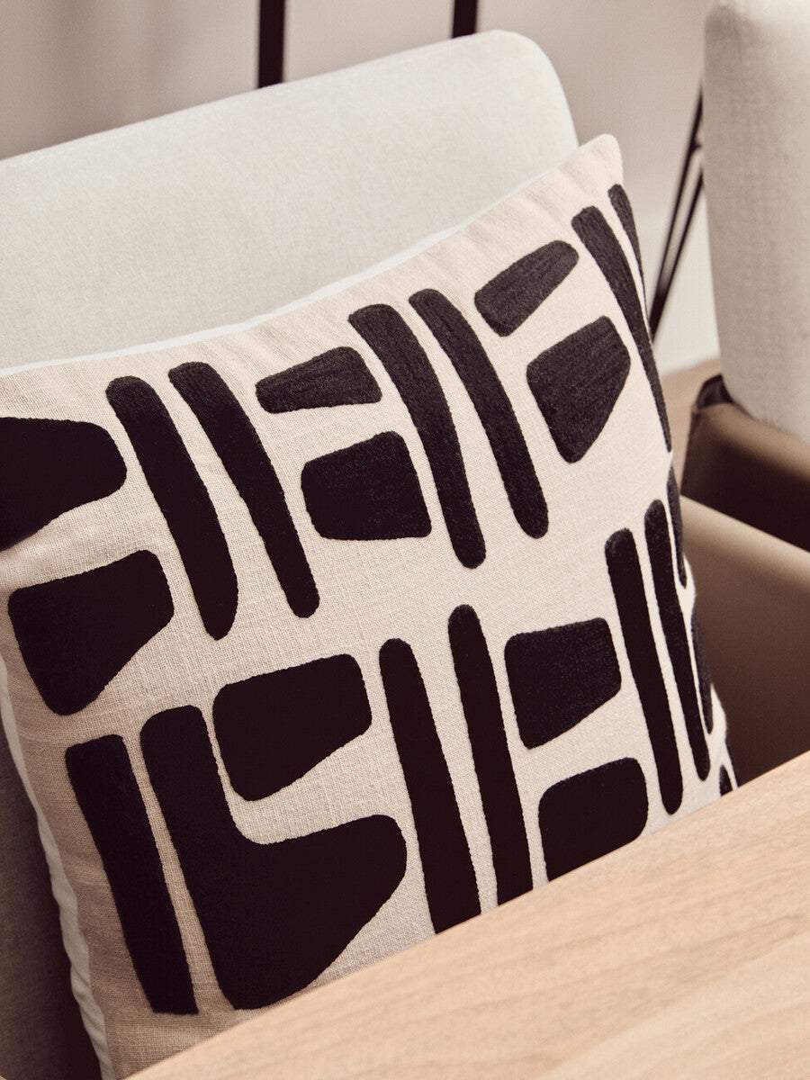 Natural and Black Square Cushion | Bosie Ozella
