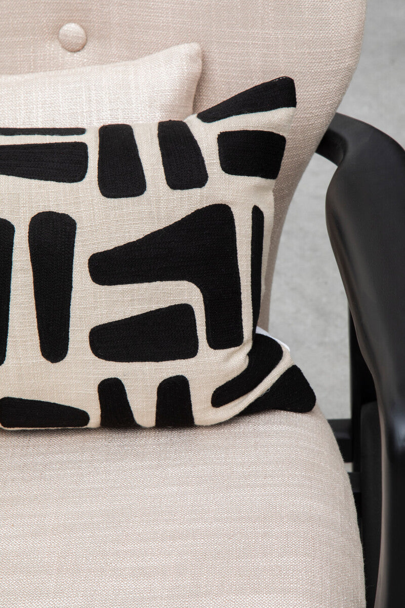 Natural and Black Rectangular Cushion | Bosie Ozella