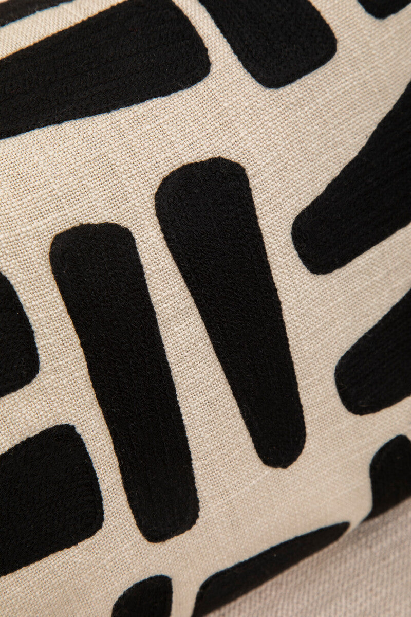 Natural and Black Rectangular Cushion | Bosie Ozella