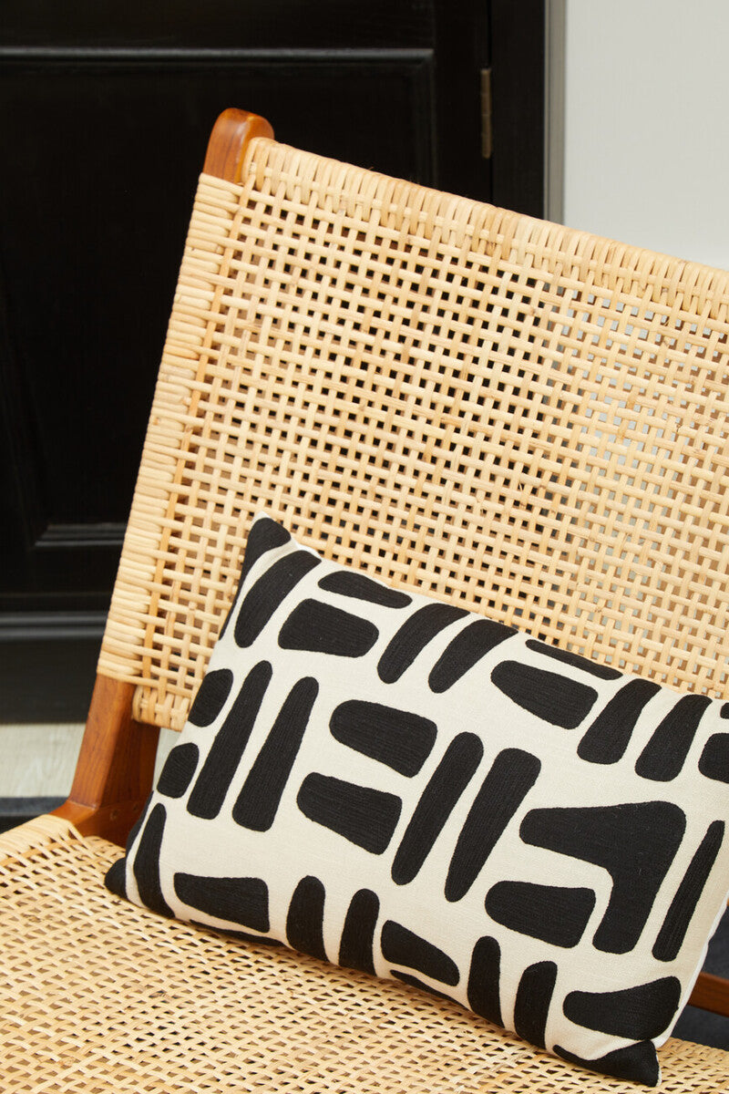 Natural and Black Rectangular Cushion | Bosie Ozella