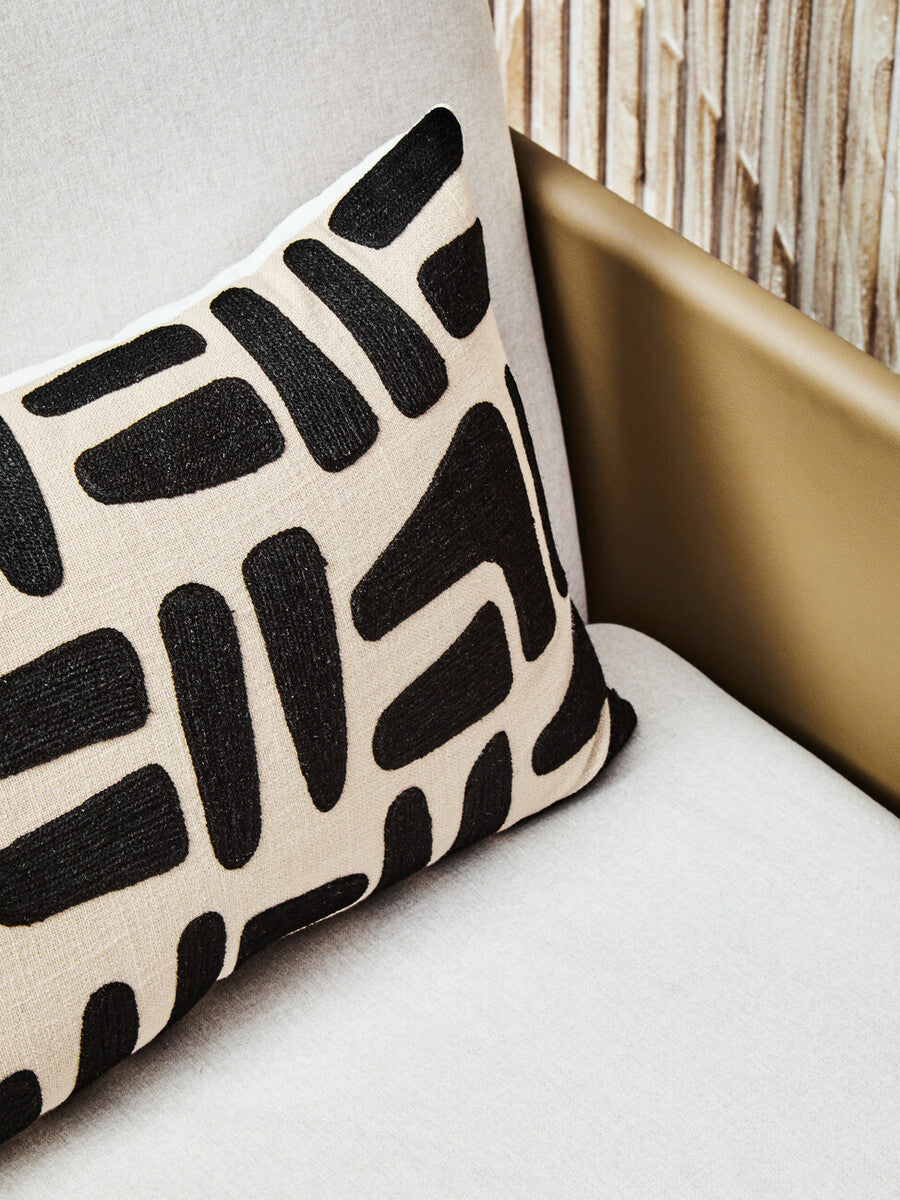 Natural and Black Rectangular Cushion | Bosie Ozella