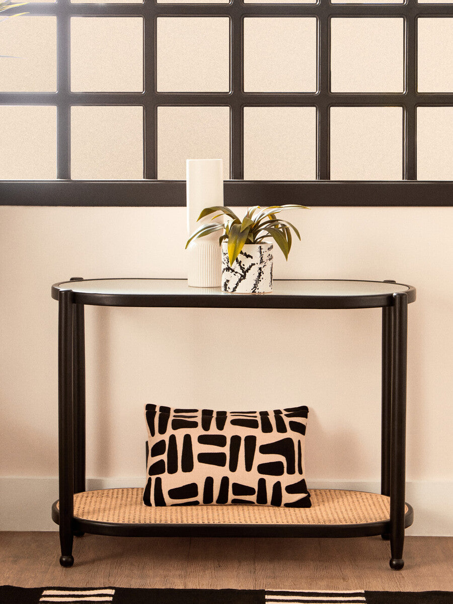 Natural and Black Rectangular Cushion | Bosie Ozella