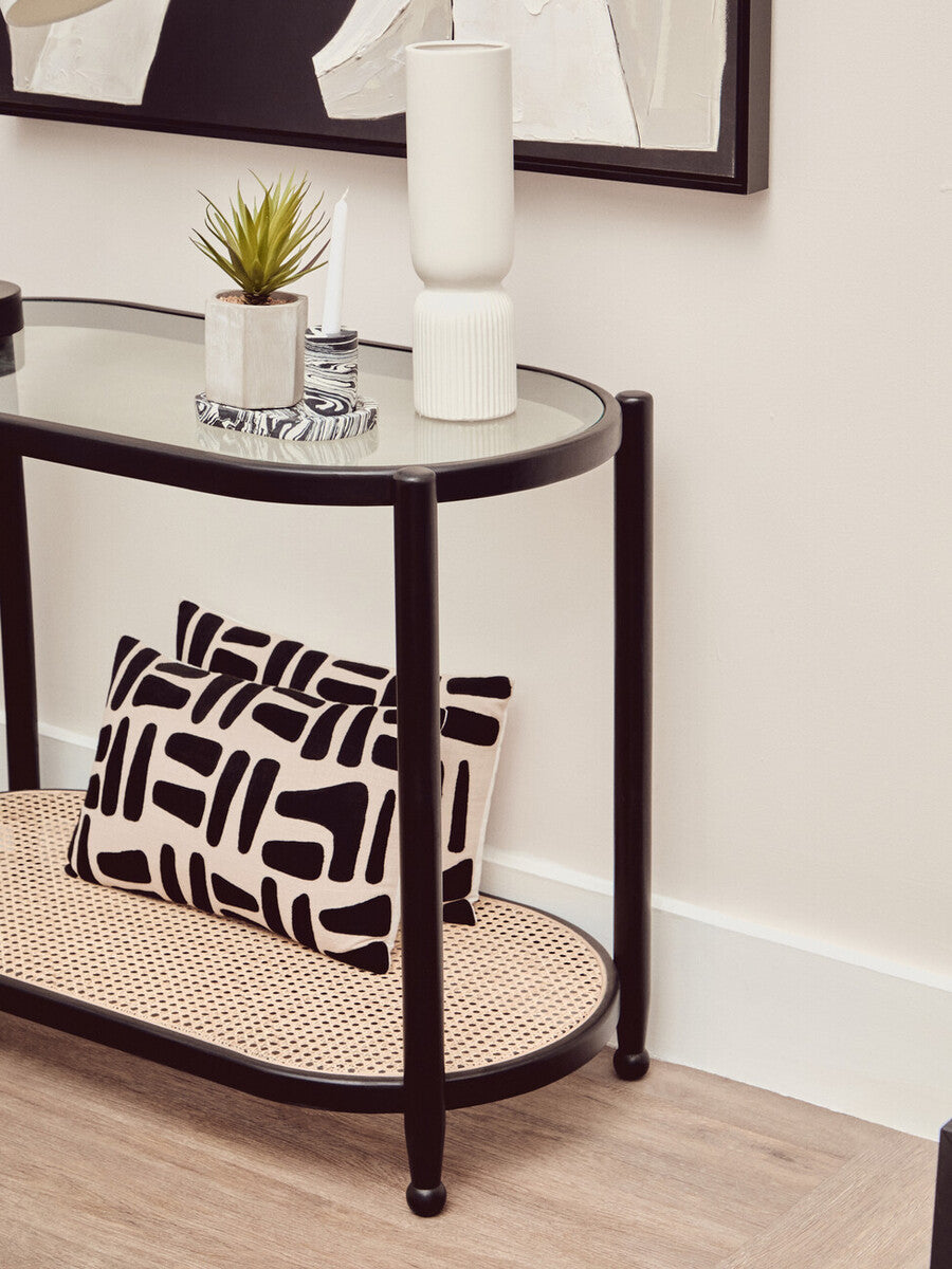 Natural and Black Rectangular Cushion | Bosie Ozella
