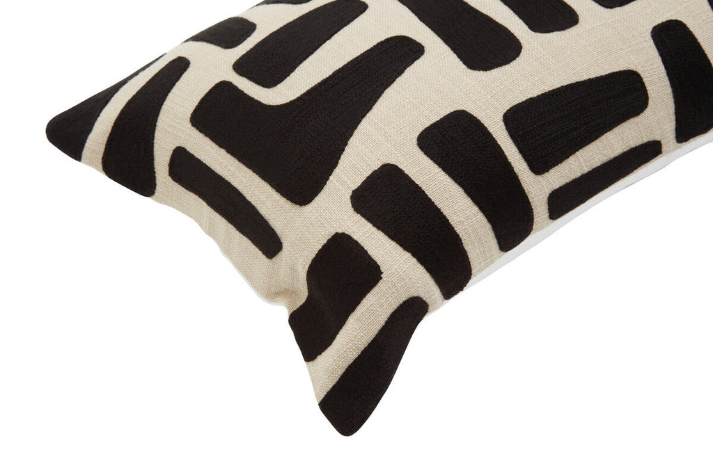 Natural and Black Rectangular Cushion | Bosie Ozella