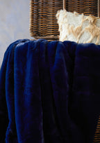 Bosie Navy Blue Faux Fur Throw | Lamina