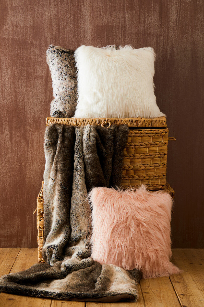 Bosie Mocha Ombre Square Fur Cushion | Lamina
