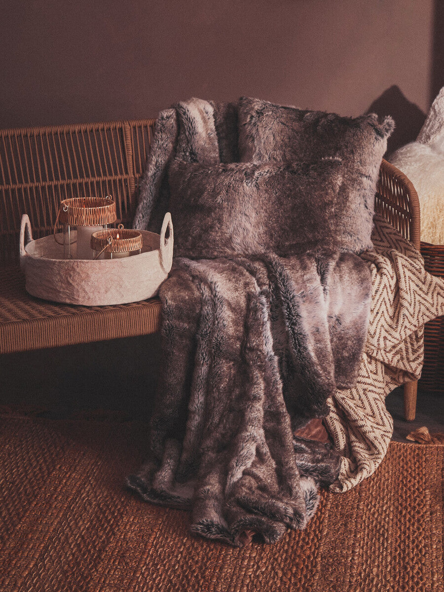 Bosie Lamina Mocha Ombre Rectangular Fur Cushion
