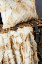 Bosie Grey and Natural Square Fur Cushion | Lamina