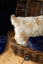 Bosie Grey and Natural Square Fur Cushion | Lamina