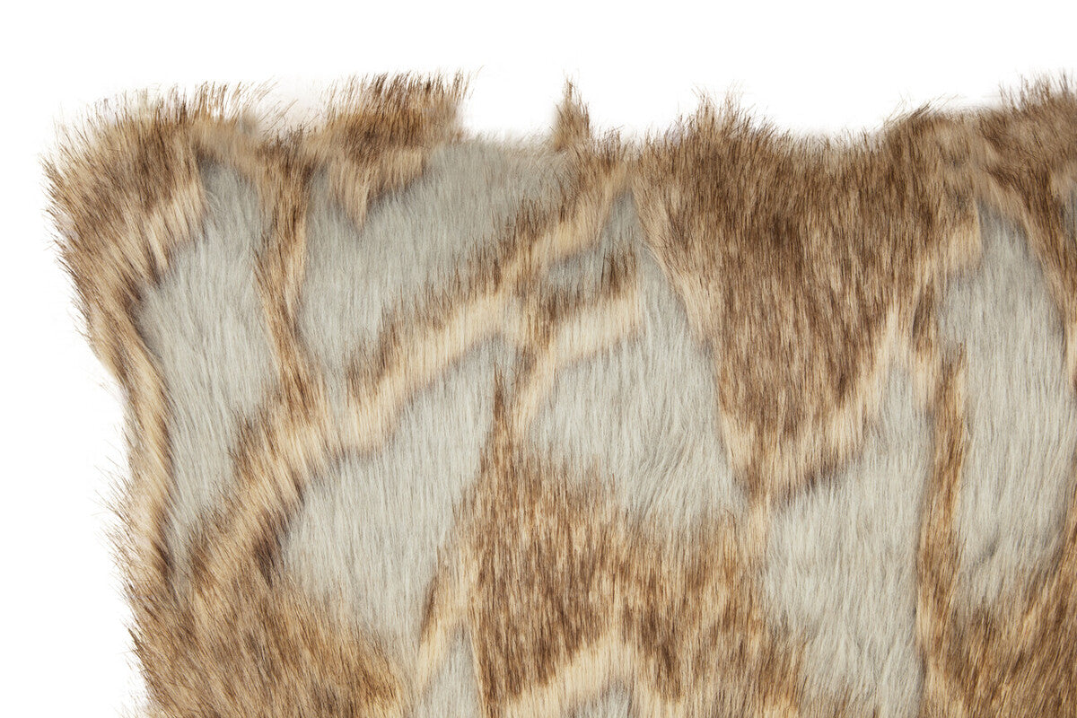Bosie Grey and Natural Fur Cushion | Lamina