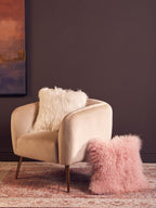 Bosie Cream Square Fur Cushion | Lamina