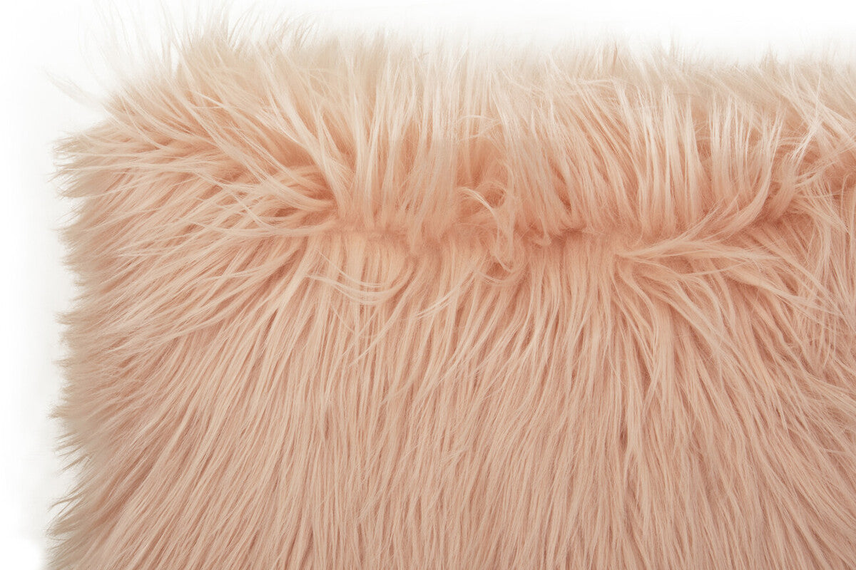Bosie Faux Fur Pink Square Cushion | Mongolian