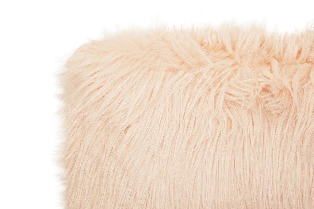 Bosie Faux Fur Pink Rectangular Cushion | Mongolian