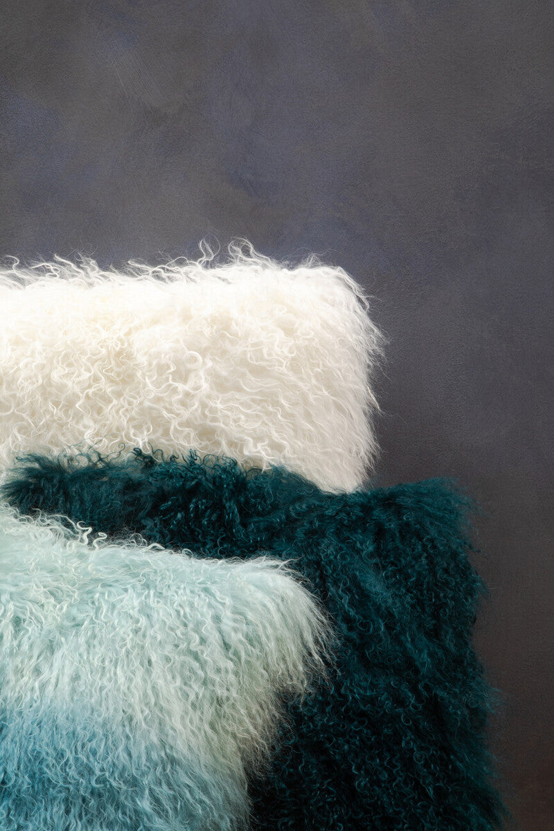 Bosie Real Fur White Square Cushion | Mongolian