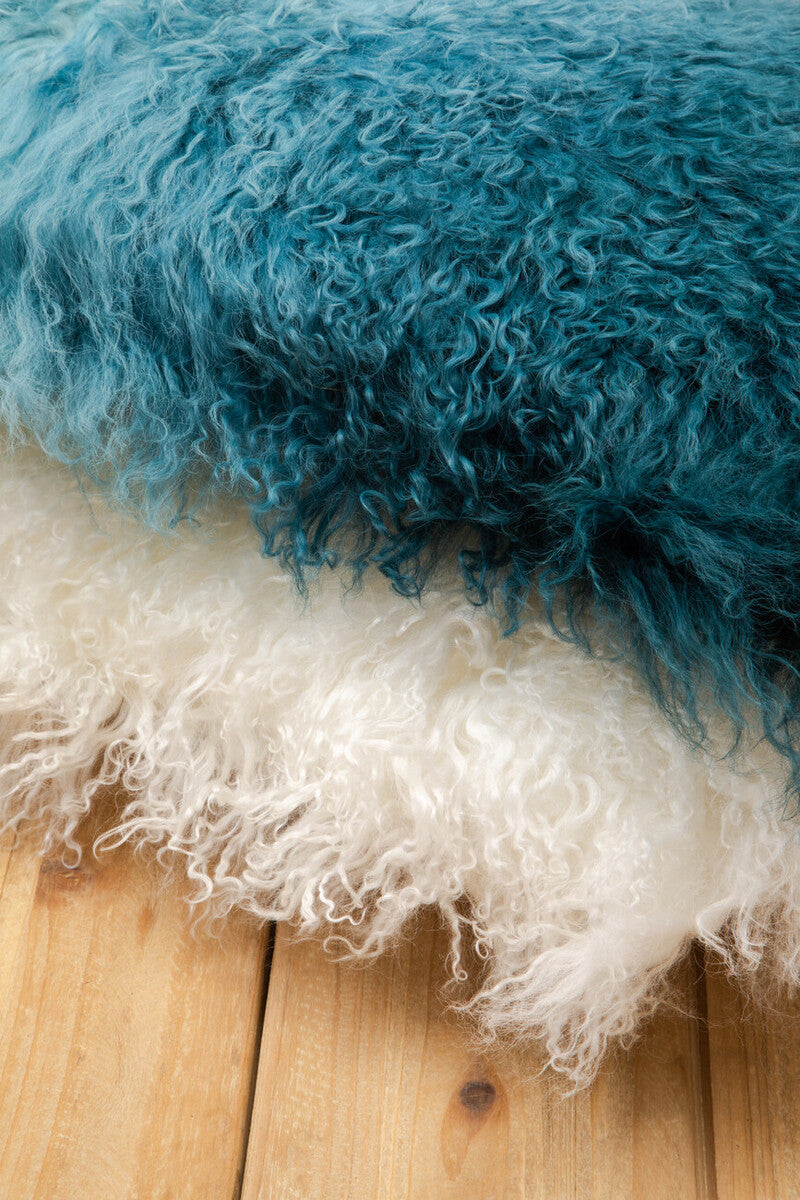Bosie Real Fur White Square Cushion | Mongolian
