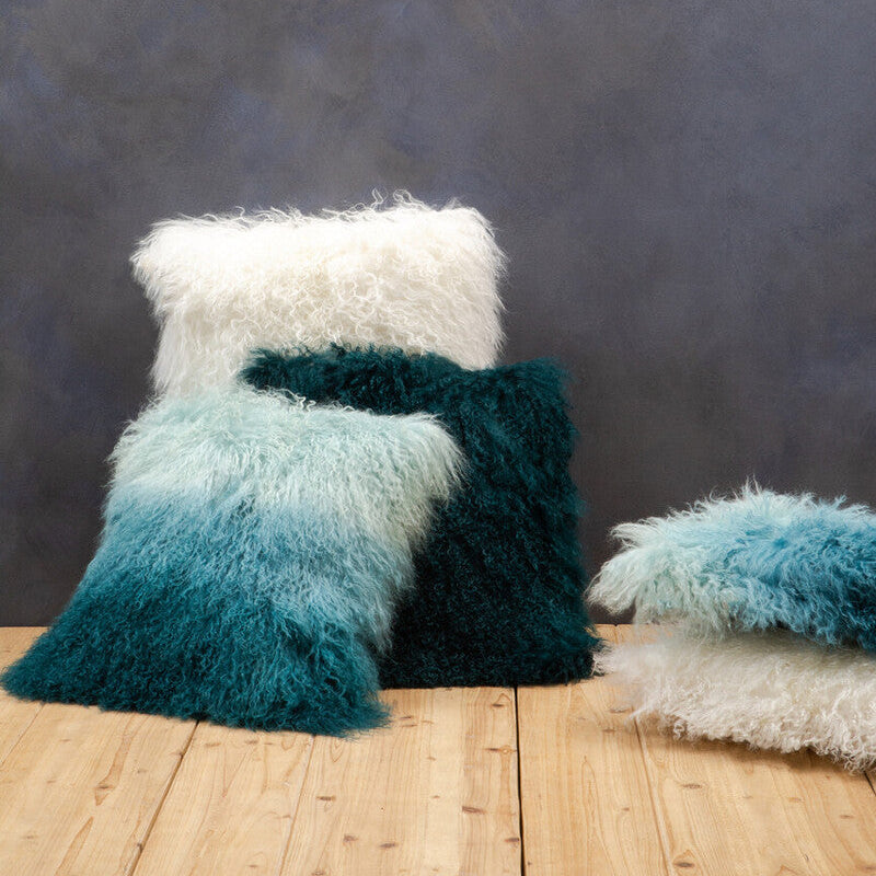 Bosie Real Fur White Rectangular Cushion | Mongolian