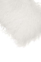 Bosie Real Fur White Rectangular Cushion | Mongolian