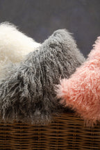 Bosie Real Fur Grey Square Cushion | Mongolian