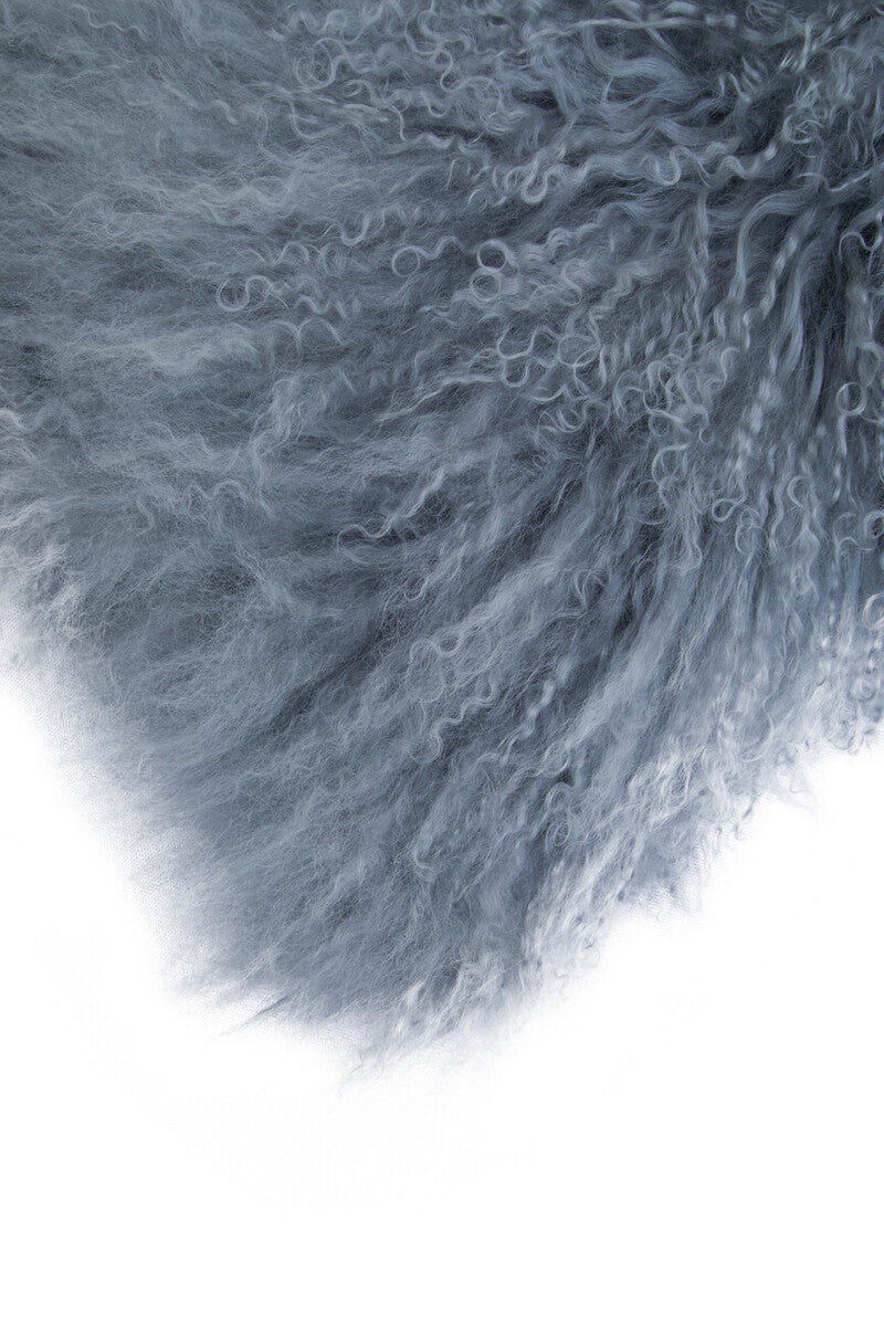 Bosie Real Fur Grey Rectangular Cushion | Mongolian