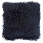 Bosie Real Fur Black Square Cushion | Mongolian
