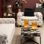 Bosie Real Fur Black Square Cushion | Mongolian