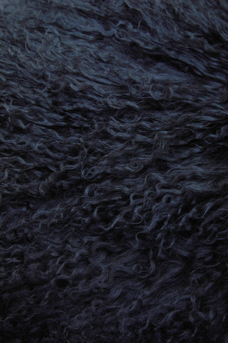 Bosie Real Fur Black Square Cushion | Mongolian