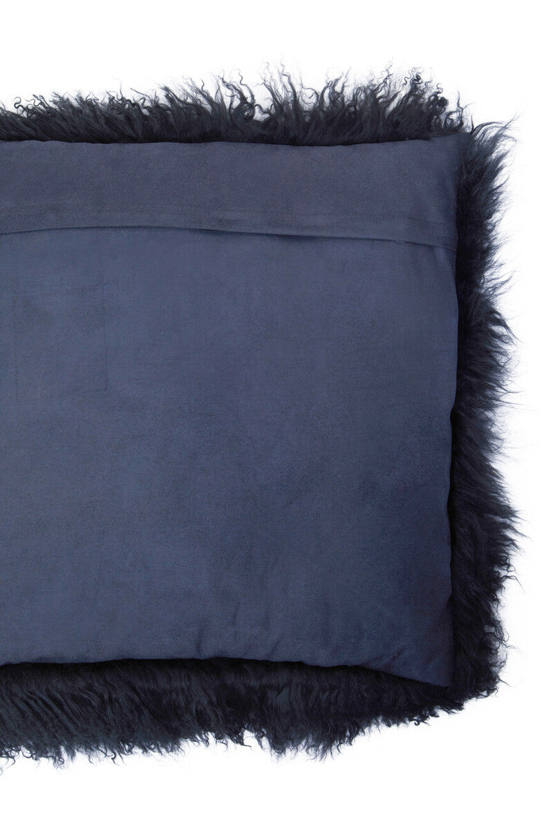 Bosie Real Fur Black Square Cushion | Mongolian