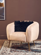 Bosie Real Fur Black Rectangular Cushion | Mongolian