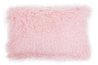 Bosie Real Fur Pink Rectangular Cushion | Mongolian