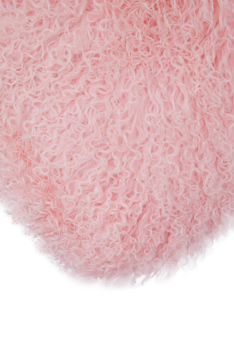 Bosie Real Fur Pink Rectangular Cushion | Mongolian