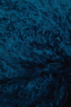 Bosie Real Fur Teal Square Cushion | Mongolian