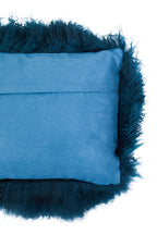 Bosie Real Fur Teal Rectangular Cushion | Mongolian