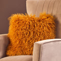 Bosie Real Fur Ochre Square Cushion | Mongolian