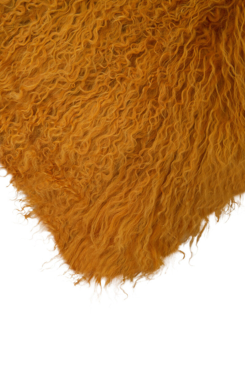 Bosie Real Fur Ochre Square Cushion | Mongolian