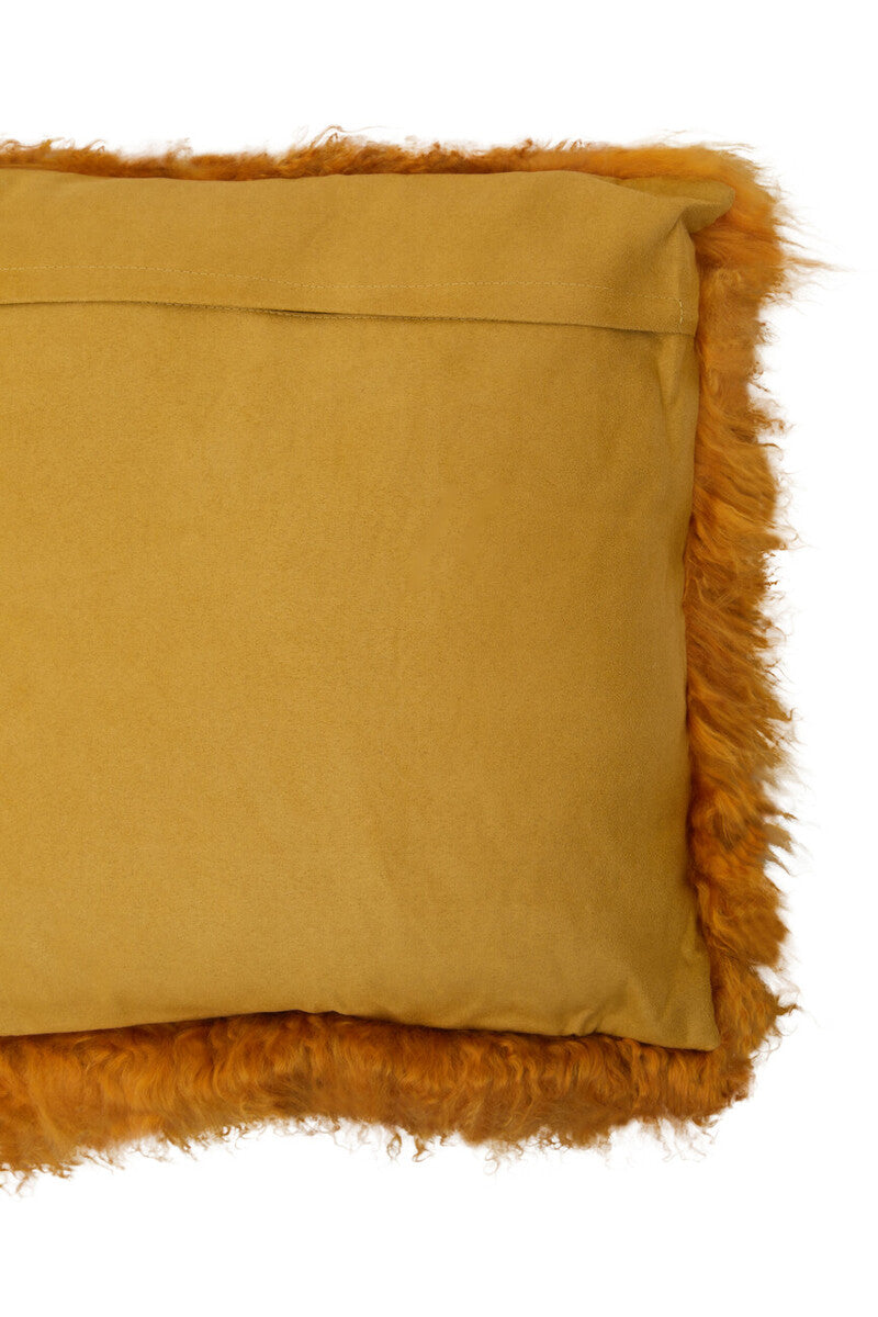 Bosie Real Fur Ochre Square Cushion | Mongolian