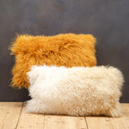 Bosie Real Fur Ochre Rectangular Cushion | Mongolian