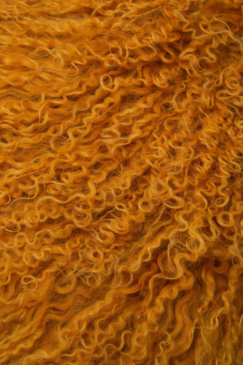 Bosie Real Fur Ochre Rectangular Cushion | Mongolian
