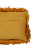Bosie Real Fur Ochre Rectangular Cushion | Mongolian
