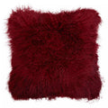Bosie Real Fur Maroon Square Cushion | Mongolian