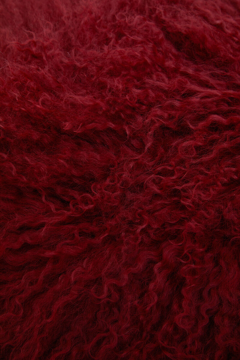 Bosie Real Fur Maroon Rectangular Cushion | Mongolian