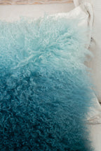 Bosie Real Fur Blue Ombre Square Cushion | Mongolian