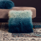 Bosie Real Fur Blue Ombre Square Cushion | Mongolian