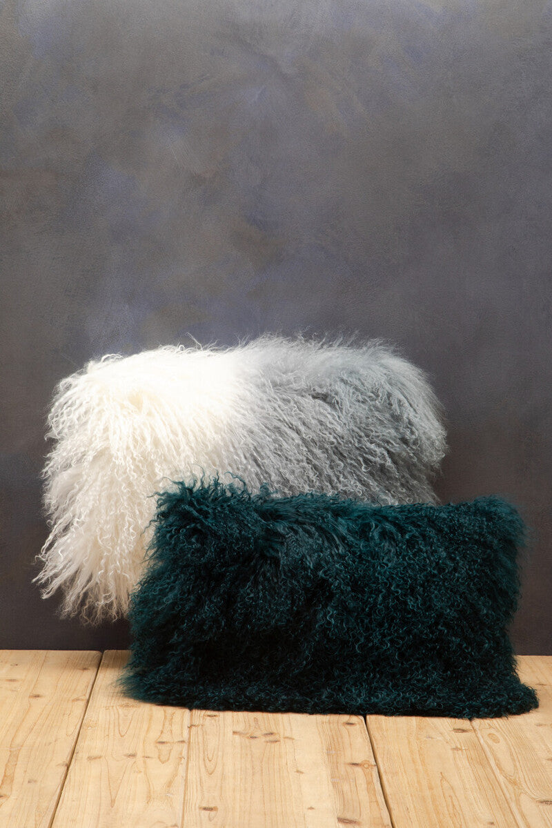 Bosie Real Fur Blue Ombre Rectangular Cushion | Mongolian