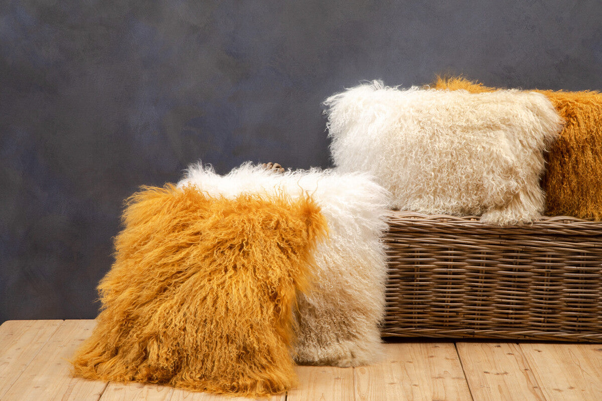 Bosie Real Fur Natural Ombre Rectangular Cushion | Mongolian